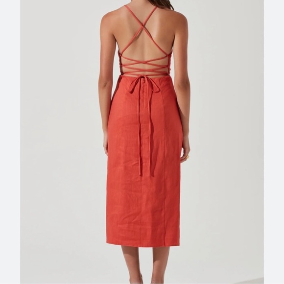 Astr the Label Women's Brayden Lace-up-Back MIDI Dress - Coral - Picture 2 of 4